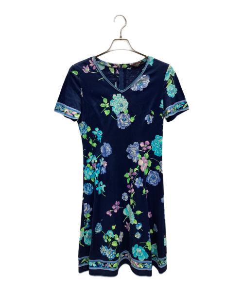 LEONARD（レオナール）LEONARD (レオナール) 半袖ワンピース ネイビー サイズ:Lの古着・服飾アイテム