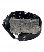 Hysteric Glamourヒステリックグラマー）の古着「スタッズロゴベルト」｜ブラック×シルバー