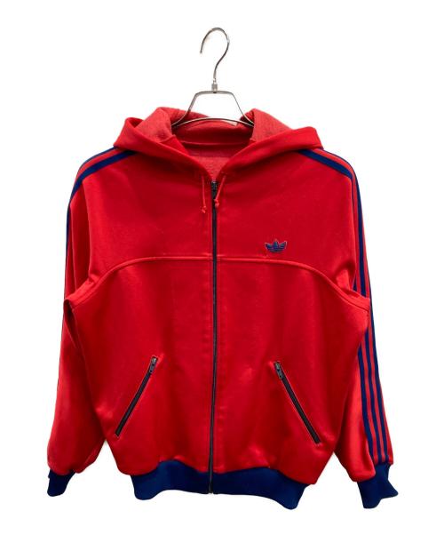 adidas（アディダス）adidas (アディダス) フーデッドトラックジャケット レッド サイズ:Lの古着・服飾アイテム