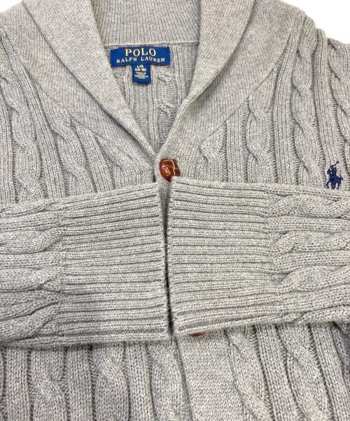 POLO RALPH LAUREN（ポロ・ラルフローレン）POLO RALPH LAUREN (ポロ・ラルフローレン) ショールカラーケーブルニットカーディガン グレー サイズ:Lの古着・服飾アイテム