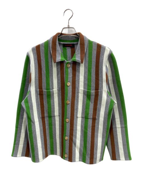 CABAN（キャバン）CABAN (キャバン) カシミア混ストライプニットジャケット グレー サイズ:Mの古着・服飾アイテム