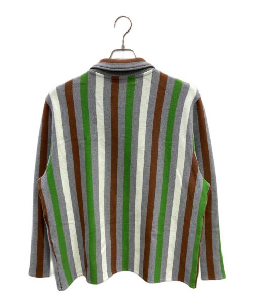 CABAN（キャバン）CABAN (キャバン) カシミア混ストライプニットジャケット グレー サイズ:Mの古着・服飾アイテム