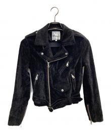 noir kei ninomiya（ノワール ケイ ニノミヤ）の古着「パイル地ライダースジャケット」｜ブラック