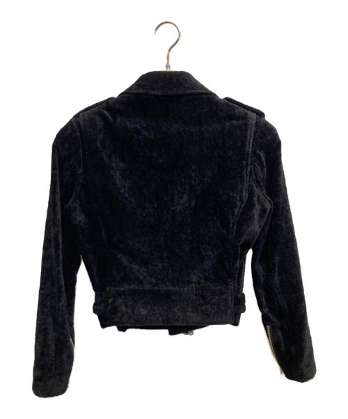 noir kei ninomiya（ノワール ケイ ニノミヤ）noir kei ninomiya (ノワール ケイ ニノミヤ) パイル地ライダースジャケット ブラック サイズ:Sの古着・服飾アイテム