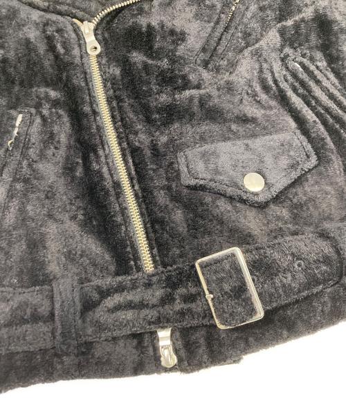 noir kei ninomiya（ノワール ケイ ニノミヤ）noir kei ninomiya (ノワール ケイ ニノミヤ) パイル地ライダースジャケット ブラック サイズ:Sの古着・服飾アイテム