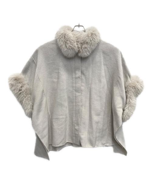 Snidel（スナイデル）Snidel (スナイデル) ファー付きミドルケープコート アイボリー サイズ:FREEの古着・服飾アイテム