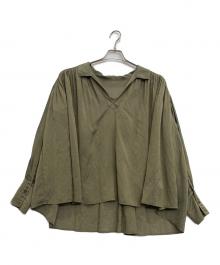 Little suzie（リトルスージー）の古着「Chambray Organdie Pleated Blous」｜カーキ