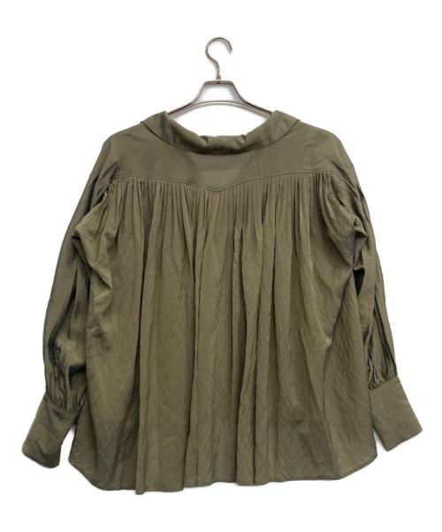 Little suzie（リトルスージー）little Suzie (リトルスージー) Chambray Organdie Pleated Blous カーキ サイズ:FREEの古着・服飾アイテム