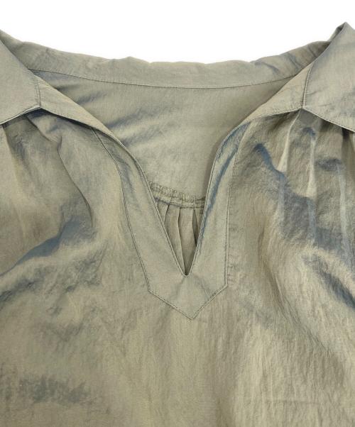 Little suzie（リトルスージー）little Suzie (リトルスージー) Chambray Organdie Pleated Blous カーキ サイズ:FREEの古着・服飾アイテム