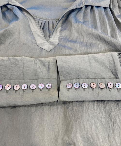 Little suzie（リトルスージー）little Suzie (リトルスージー) Chambray Organdie Pleated Blous カーキ サイズ:FREEの古着・服飾アイテム