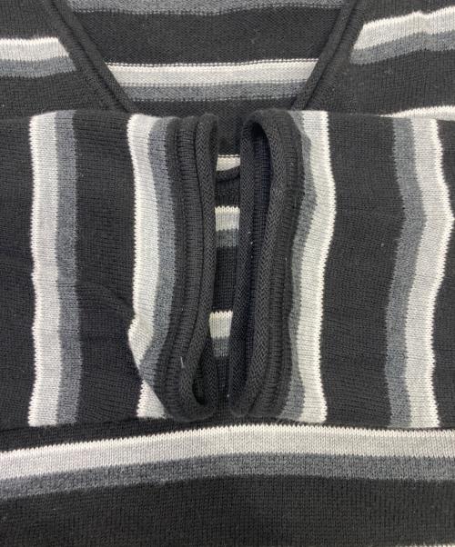 BURBERRY BLACK LABEL（バーバリーブラックレーベル）BURBERRY BLACK LABEL (バーバリーブラックレーベル) Vネックボーダーニット ブラック サイズ:3の古着・服飾アイテム