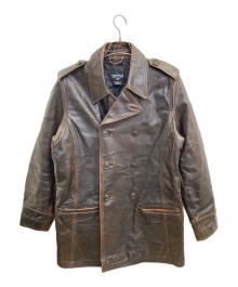 POLO JEANS CO.（ポロジーンズカンパニー）の古着「ダブル レザーカーコート」｜ブラウン