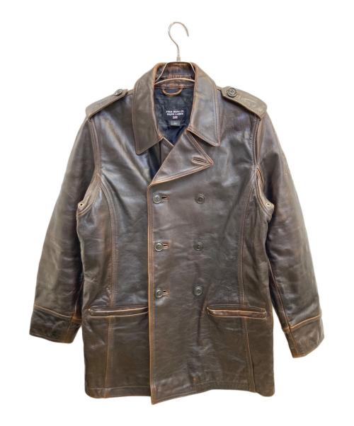 POLO JEANS CO.（ポロジーンズカンパニー）POLO JEANS CO. (ポロジーンズカンパニー) ダブル レザーカーコート ブラウン サイズ:Lの古着・服飾アイテム