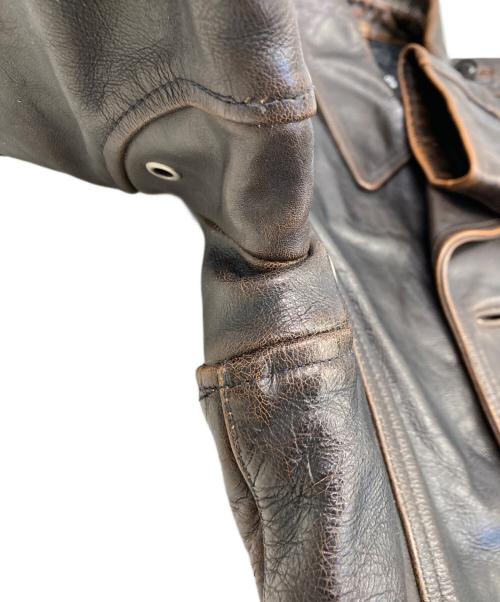 POLO JEANS CO.（ポロジーンズカンパニー）POLO JEANS CO. (ポロジーンズカンパニー) ダブル レザーカーコート ブラウン サイズ:Lの古着・服飾アイテム