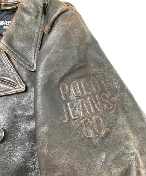POLO JEANS CO.（ポロジーンズカンパニー）POLO JEANS CO. (ポロジーンズカンパニー) ダブル レザーカーコート ブラウン サイズ:Lの古着・服飾アイテム