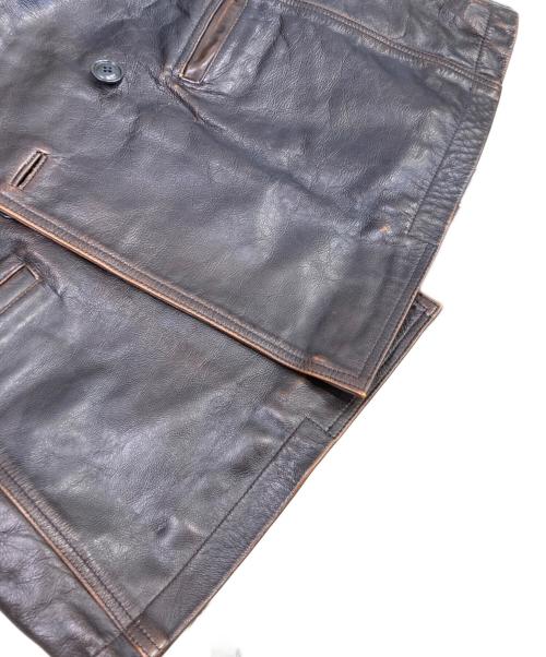 POLO JEANS CO.（ポロジーンズカンパニー）POLO JEANS CO. (ポロジーンズカンパニー) ダブル レザーカーコート ブラウン サイズ:Lの古着・服飾アイテム