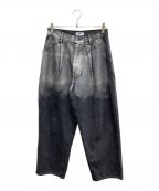 SINSSシンス）の古着「箔プリントグラデーションワイドバルーンパンツ」｜ブラック