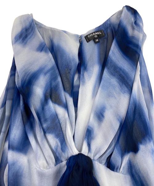 CHANEL（シャネル）CHANEL (シャネル) Silk Chiffon Dress ブルー サイズ:38の古着・服飾アイテム