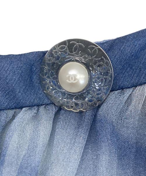 CHANEL（シャネル）CHANEL (シャネル) Silk Chiffon Dress ブルー サイズ:38の古着・服飾アイテム