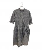 WONDERFUL WORLDワンダフルワールド）の古着「ギンガムチェックワンピース」｜ホワイト×ブラック