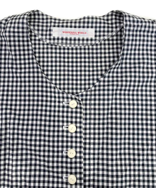 WONDERFUL WORLD（ワンダフルワールド）WONDERFUL WORLD (ワンダフルワールド) ギンガムチェックワンピース ホワイト×ブラック サイズ:表記無しの古着・服飾アイテム