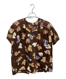 WONDERFUL WORLD（ワンダフルワールド）の古着「くま柄半袖ブラウス」｜ブラウン