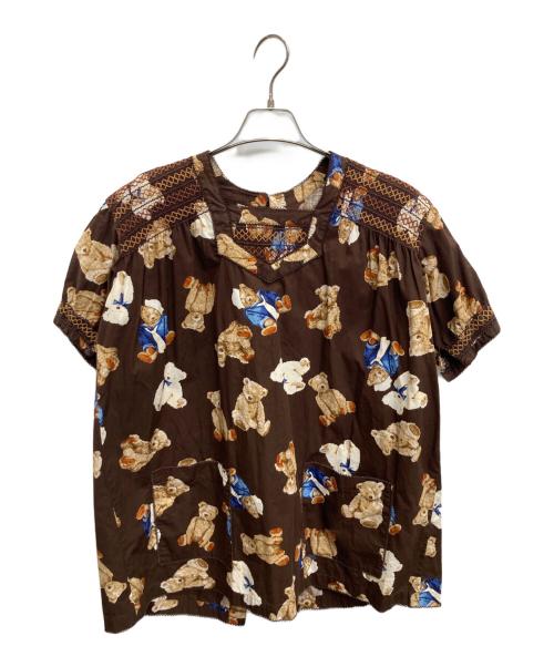 WONDERFUL WORLD（ワンダフルワールド）WONDERFUL WORLD (ワンダフルワールド) くま柄半袖ブラウス ブラウン サイズ:表記なしの古着・服飾アイテム