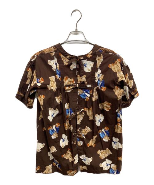 WONDERFUL WORLD（ワンダフルワールド）WONDERFUL WORLD (ワンダフルワールド) くま柄半袖ブラウス ブラウン サイズ:表記なしの古着・服飾アイテム