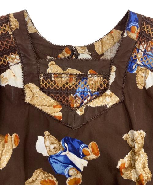 WONDERFUL WORLD（ワンダフルワールド）WONDERFUL WORLD (ワンダフルワールド) くま柄半袖ブラウス ブラウン サイズ:表記なしの古着・服飾アイテム