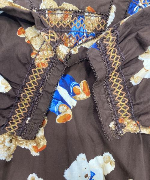 WONDERFUL WORLD（ワンダフルワールド）WONDERFUL WORLD (ワンダフルワールド) くま柄半袖ブラウス ブラウン サイズ:表記なしの古着・服飾アイテム