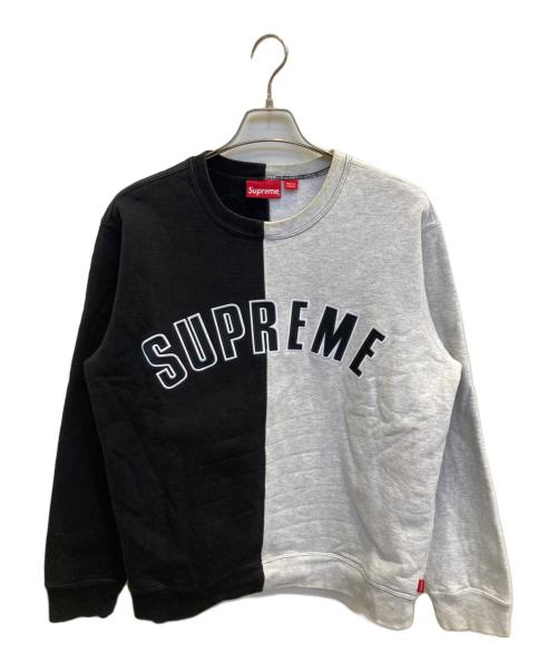 SUPREME（シュプリーム）Supreme (シュプリーム) split crewneck sweatshirt ブラック×グレー サイズ:Mの古着・服飾アイテム