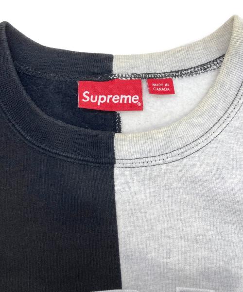 SUPREME（シュプリーム）Supreme (シュプリーム) split crewneck sweatshirt ブラック×グレー サイズ:Mの古着・服飾アイテム