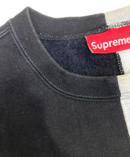SUPREME（シュプリーム）Supreme (シュプリーム) split crewneck sweatshirt ブラック×グレー サイズ:Mの古着・服飾アイテム