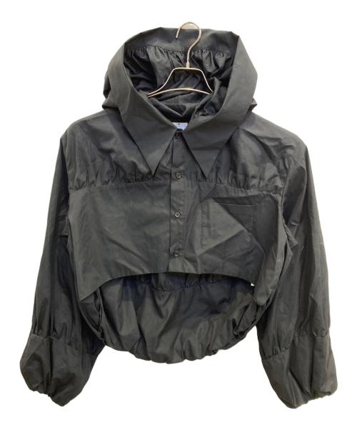 noir kei ninomiya（ノワール ケイ ニノミヤ）noir kei ninomiya (ノワール ケイ ニノミヤ) 綿ブロードフーディーブラウス ブラック サイズ:Sの古着・服飾アイテム