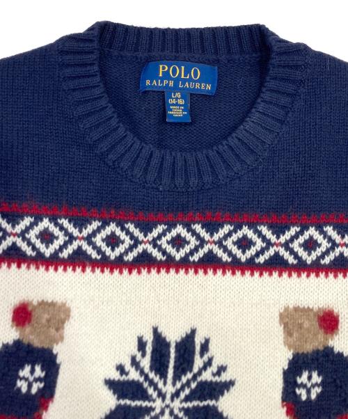 POLO RALPH LAUREN（ポロ・ラルフローレン）POLO RALPH LAUREN (ポロ・ラルフローレン) ポロベアノルディックセーター ネイビー サイズ:L/G(14-16)の古着・服飾アイテム