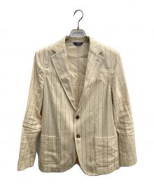 CIRCOLO 1901（チルコロ1901）の古着「ストライプコットンリネンジャージーシングル2Bジャケット」｜アイボリー