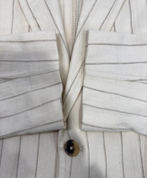CIRCOLO 1901（チルコロ1901）Circolo 1901 (チルコロ1901) ストライプコットンリネンジャージーシングル2Bジャケット アイボリー サイズ:48の古着・服飾アイテム