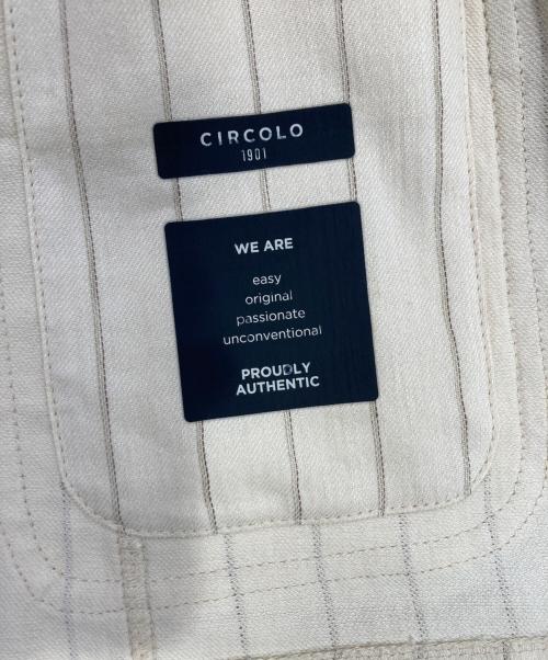CIRCOLO 1901（チルコロ1901）Circolo 1901 (チルコロ1901) ストライプコットンリネンジャージーシングル2Bジャケット アイボリー サイズ:48の古着・服飾アイテム