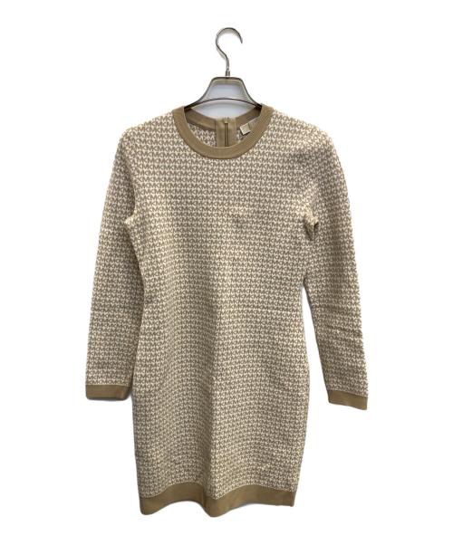 MICHAEL KORS（マイケル・コース）MICHAEL KORS (マイケル・コース) モノグラムニットワンピース ベージュ サイズ:Mの古着・服飾アイテム