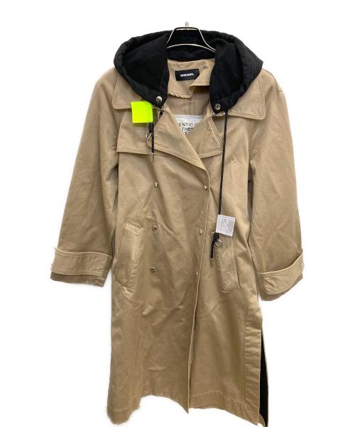 DIESEL（ディーゼル）DIESEL (ディーゼル) フーデッドトレンチコート ベージュ サイズ:表記無しの古着・服飾アイテム
