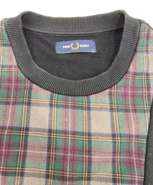 FRED PERRY（フレッドペリー）FRED PERRY (フレッドペリー) 切替チェックスウェット ブラック サイズ:Mの古着・服飾アイテム