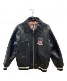 AVIREX（アヴィレックス）の古着「SIGNATURE VARSITY JACKET」｜ブラック