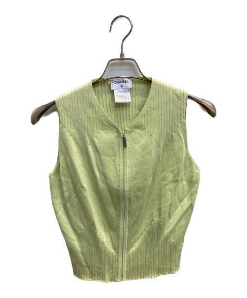 CHANEL（シャネル）CHANEL (シャネル) ノースリーブニット 黄緑 サイズ:40の古着・服飾アイテム