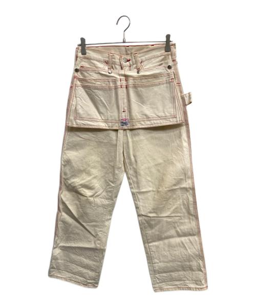 Pointer（ポインター）Pointer (ポインター) エプロン付ペインターパンツ アイボリー サイズ:78.5cm (W31)の古着・服飾アイテム