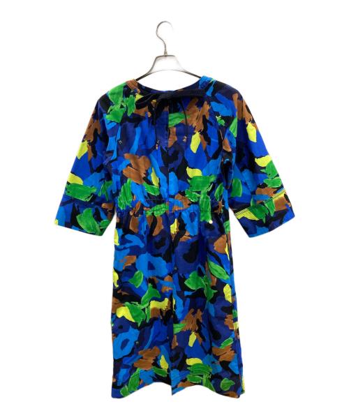 MUVEIL（ミュベール）MUVEIL (ミュベール) フラワープリントワンピース ブルー サイズ:36の古着・服飾アイテム