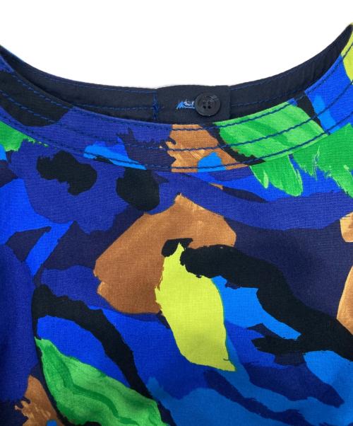 MUVEIL（ミュベール）MUVEIL (ミュベール) フラワープリントワンピース ブルー サイズ:36の古着・服飾アイテム