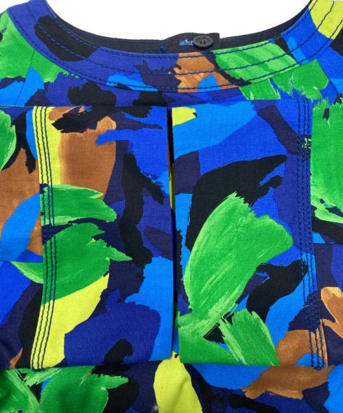 MUVEIL（ミュベール）MUVEIL (ミュベール) フラワープリントワンピース ブルー サイズ:36の古着・服飾アイテム