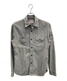 Hysteric Glamour（ヒステリックグラマー）の古着「THAT’S ALL RIGHT pt シャンブレー長袖ワークSH」｜グレー