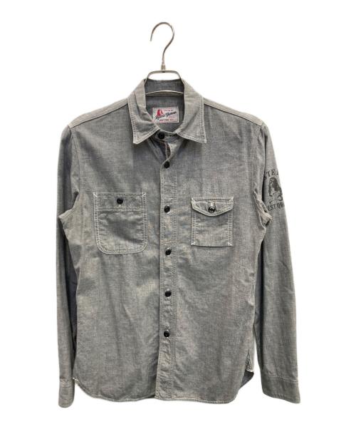 Hysteric Glamour（ヒステリックグラマー）Hysteric Glamour (ヒステリックグラマー) THAT’S ALL RIGHT pt シャンブレー長袖ワークSH グレー サイズ:Mの古着・服飾アイテム