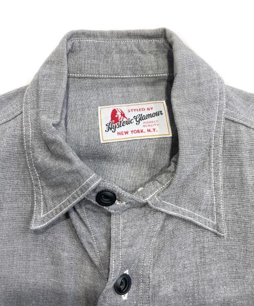 Hysteric Glamour（ヒステリックグラマー）Hysteric Glamour (ヒステリックグラマー) THAT’S ALL RIGHT pt シャンブレー長袖ワークSH グレー サイズ:Mの古着・服飾アイテム